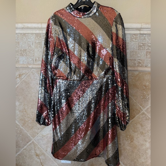 Ted Baker London Sequin Dress - Black, Silver - Picture 3 of 6